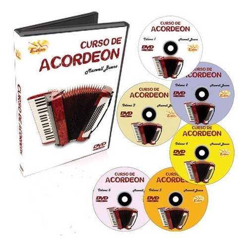 Coleção Curso Acordeon E Sanfona Iniciantes 6 Dvds-original