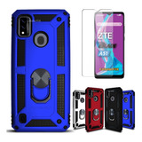 Funda P/ Zte A51, Uso Rudo Con Anillo Sujetador + Cristal