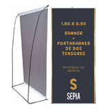 Lona Banner Impresa 1,90 X 0,90 + Portabaner De Dos Tensores