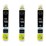 3 Cartuchos Preto Para Epson T1351 Stylus Tx133 Tx135 Tx125