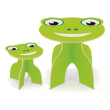 Kit Mesa De Atividades Infantil + Banquinho  Frog Animalkids