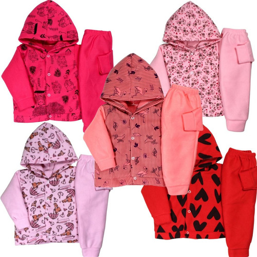 Kit 5 Conjunto Inverno Soft Infantil Roupa De Frio Menina