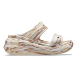 Crocs Classic Crush Marbled Sandal Plataforma Mujer - Olivos