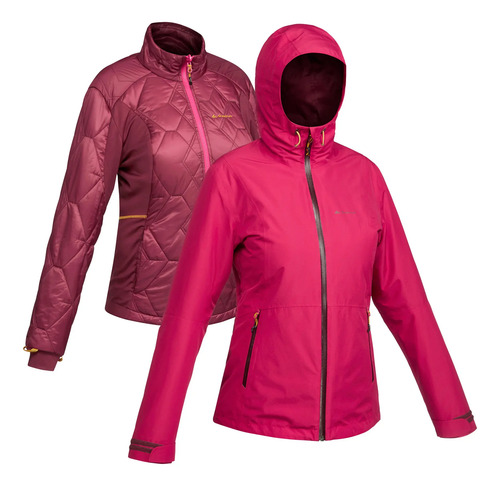 Chamarra Impermeable 3en1 De Trekking 500 -8 °c Mujer Forcla