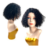 Peruca Wig Cacheada Curta De Cabelo Natural Repartição Fixa