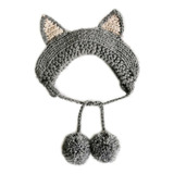 (gy) Gorro Kitty Diadema Lindo Crochet Tri Cat Hat