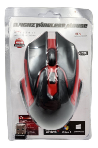 Mouse Gamer Optico Inalambrico Pc Notebook 2.4ghz Rojo