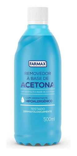 Removedor De Esmalte Acetona Com Hidratante Farmax 500ml 