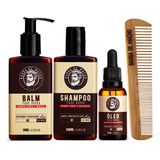 Kit Para Barba Hidratação Shampo Balm E Oleo Barba De Macho