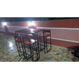 Conjunto De Mesa + 4 Banquetas Industriais - Bistrô Bar