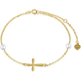 Tobilleras Cruz De Oro 14 Quilates Pulsera