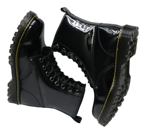 Regalo Bota Negra Charol Gotica Rock Combat Punk Barata