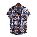 Camisa Casual Hawaiana De Manga Corta Con Estampado Hombre