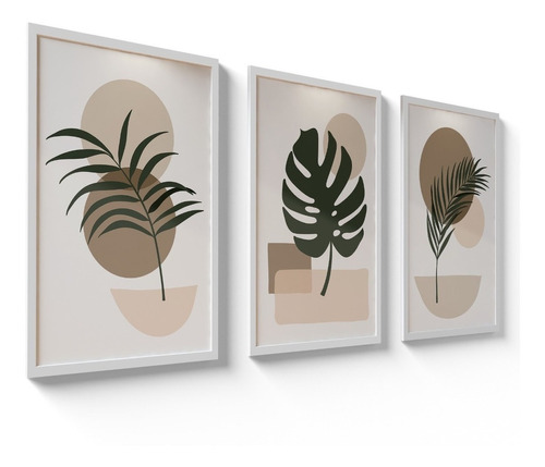 Kit 3 Quadro Decorativos 60x40 Minimalista Flores Sala