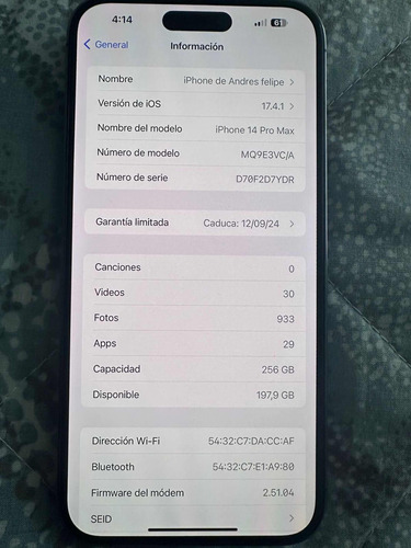 Celular iPhone 14 Pro Max De 256gb Color Morado