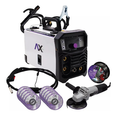 Combo Soldadora Axtech Microalambre No Gas 120a + Accesorios Color Gris | Meses sin interés