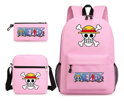 Mochila De 3 Piezas Con Diseño De Calavera De Anime Luffy