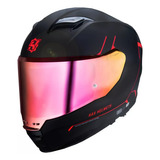 Casco Cerrado Para Moto Hax Force Negro/ Rojo Ece 22.06