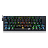 Teclado Gamer Redragon Fizz K617 Qwerty Português Brasil Cor Preto Com Luz Rgb