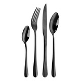 Set Cubiertos Acero Inoxidable New York Black X24 Premium