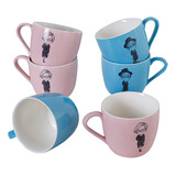 Aeiddrwaa Juego De 6 Tazas De Café De 11.5 Oz Con Rosa Y A.