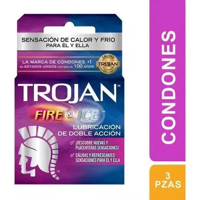 Trojan Condones Fire & Ice Caja con 3 piezas. Con Lubricación de Doble Acción, Sensación de Calor y Frío para Él y Ella, Experiencias más Placenteras y Excitantes. Probados Electrónicamente | MercadoLibre