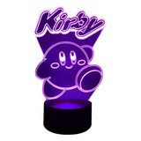 Lámpara 3d Kirby Base Negra + Control Remoto Decorativa