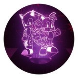 Lampara 3d App Incluida Diseño Sonic Y Tails