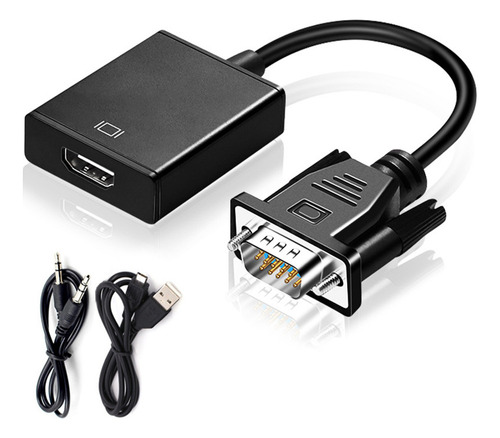 Adaptador Vga Macho A Hdmi Hembra Con Audio De 3.5mm