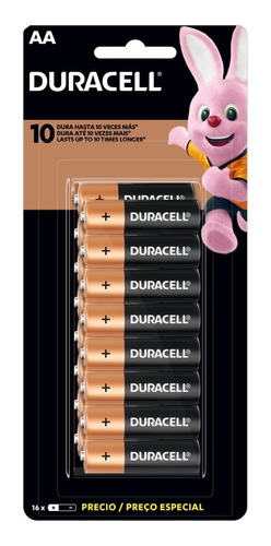  Pilhas Duracell Alcalina Aa Pequena Kit Cartela Com 16 