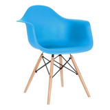 Cadeira Charles Eames Wood Daw Com Braços  Design Av Cor Da Estrutura Da Cadeira Azul-céu