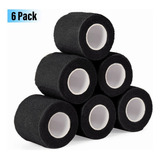 Vendaje Deportivo Autoadhesivo 6 Roll, Vendaje Cohesivo Elástico No Tejido, Cinta Cohesiva Para Los Dedos Para Estiramiento Atlético, Deportes, Muñeca, Tobillo, Mascota 5cm X 4.5m Negro