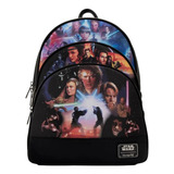 Loungefly Star Wars Trilogy 2 Triple Pocket Minibackpack Color Negro