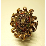 Anillo Dorado Dama Florentino Oval Ajustable Usado