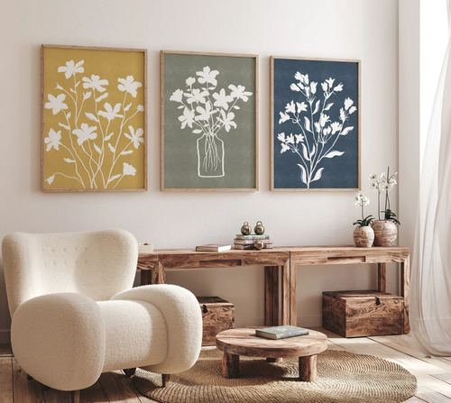 Cuadro Flowers, Deco Abstracta. Set X3, 40x60. Quaddros. 