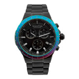 Reloj Quantum Hombre Acero Inox  Brazalete Negro Bisel Multi