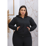 Conjunto Roupa De Frio Feminina Blusa E Calça Moletom Capuz 