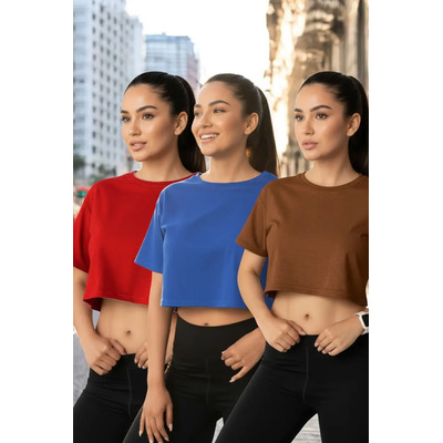 3 Crop Top Mujer Playera Ombliguera Over Size Casual Gym Fit | MercadoLibre