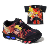 Tenis De Led Infantil Masculino Naruto Mais Camisa Promoção