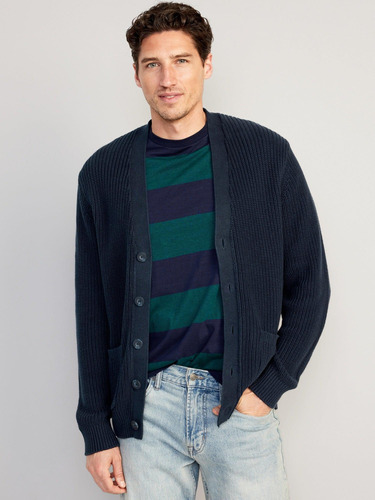 Chaleco Hombre Old Navy Abierto Tipo Cardigan Azul