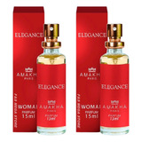Kit 2 Perfume Feminino Elegance Vermelho Amakha Paris 15ml