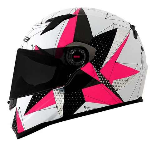 Capacete Ls2 Ff358 Draze Branco / Azul / Rosa Frete Grátis