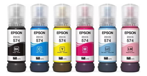 Combo 6 Botellas Tinta Epson 574 Original 70ml L8050 L18050