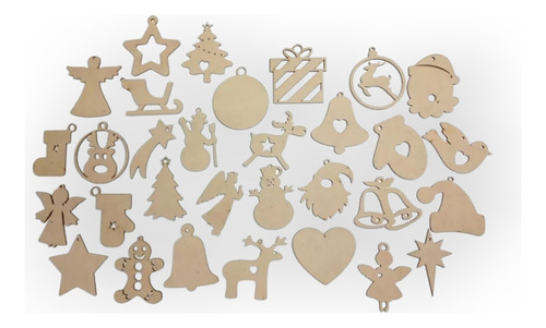 Adornos Colgantes Esferas Navidad Mdf Pack 50 Unidades 