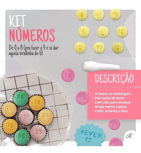 Kit Carimbos Marcador Para Brigadeiro Doces Biscoito Números