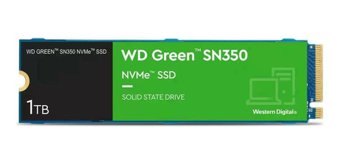 Ssd 1 Tb Wd Green Sn350 M.2 2280 Pcie Nvme Leitura 3200mb/s E Gravação 2500mb/s, Verde - Wds100t3g0c
