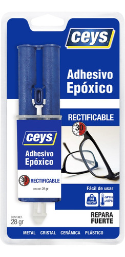 Pegamento Jeringa Ceys Epóxico Rapido Color Transparente De 28g No Tóxico