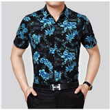 Camiseta Hombre Flores Hawaiana Algodón Tropical Hombre Flor