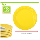 100 Platos De Carton # 3, Pastel Biodegradable, 15 Cm 