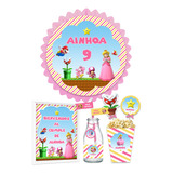 Kit Imprimible Princesa Peach + Banner Circular Personalizad